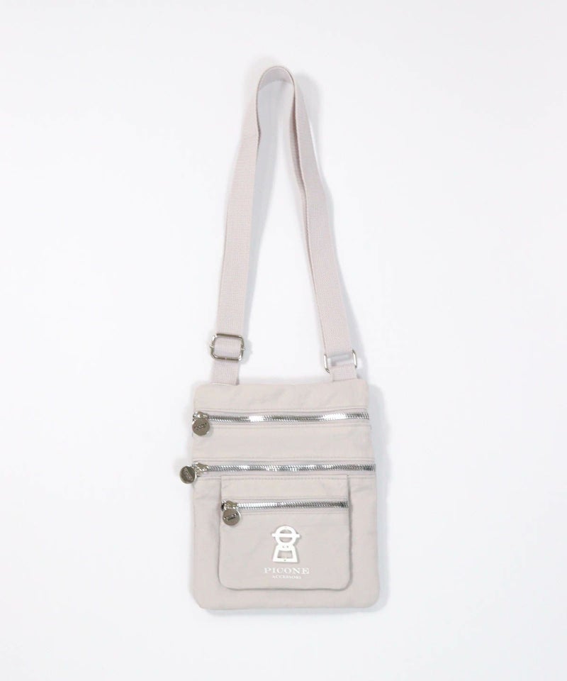 ファスナーポケットショルダーバッグ（ベージュ）