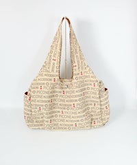 総柄ナイロントートバッグ（ベージュ）