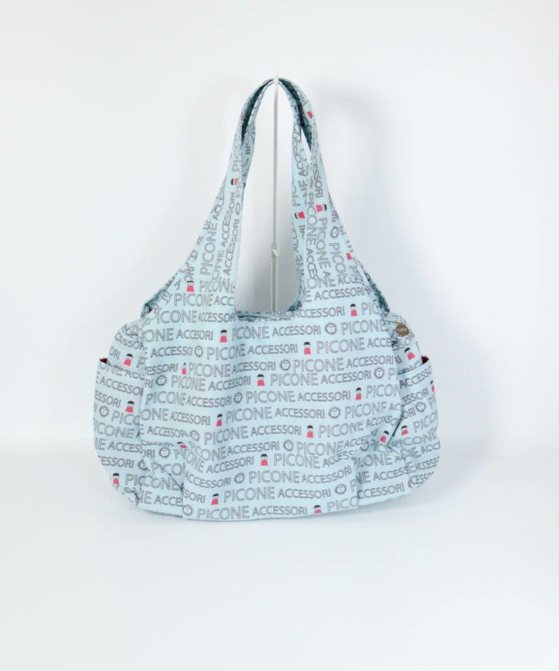 総柄ナイロントートバッグ後（ブルー）