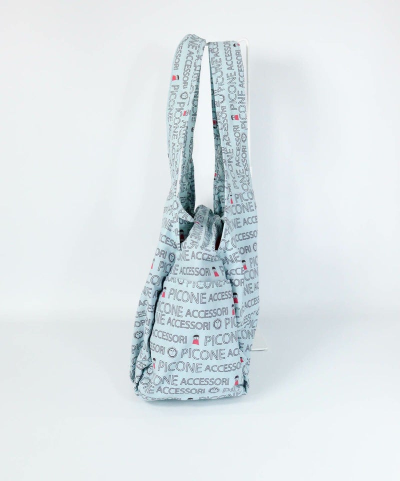 総柄ナイロントートバッグ横（ブルー）