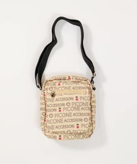  総柄ナイロンショルダーバッグ（ベージュ）