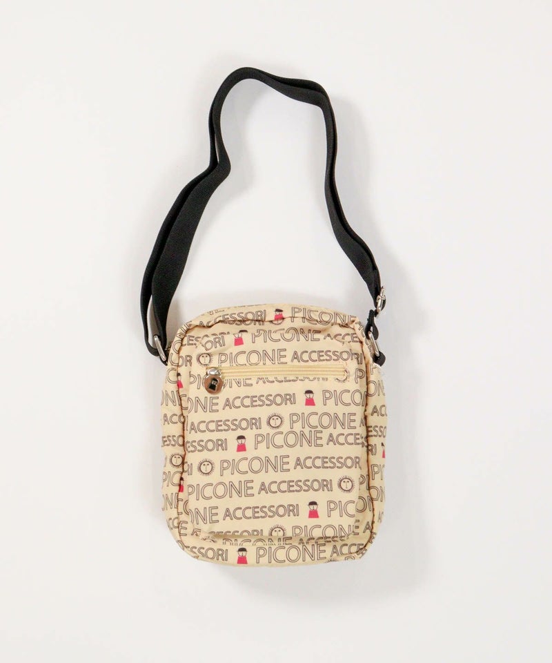  総柄ナイロンショルダーバッグ（ベージュ）