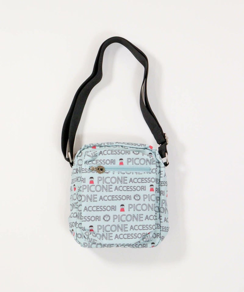  総柄ナイロンショルダーバッグ（ブルー）