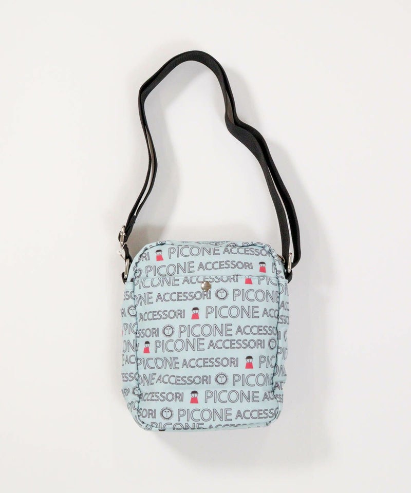  総柄ナイロンショルダーバッグ後（ブルー）