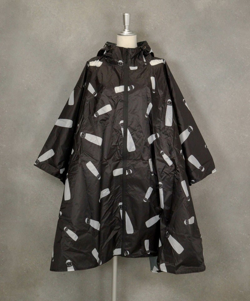 ポンチョ型ピコ柄レインコート（ブラック）