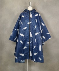ポンチョ型ピコ柄レインコート（ネイビー）