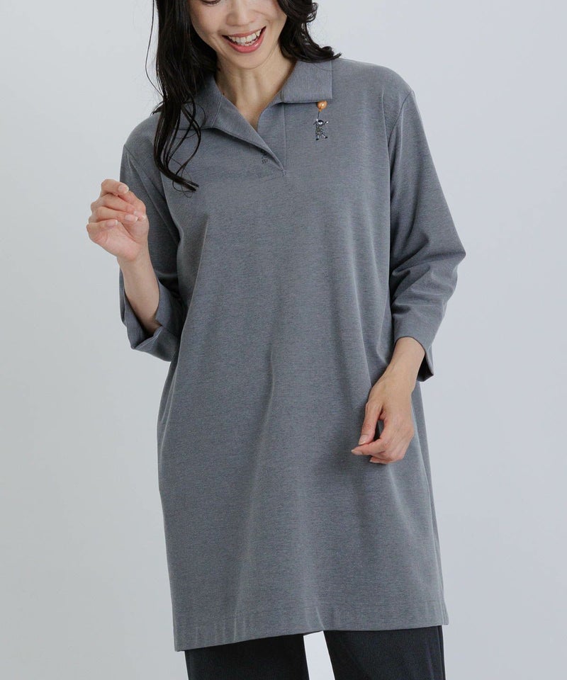 スキッパー襟七分袖冷感ワンピース