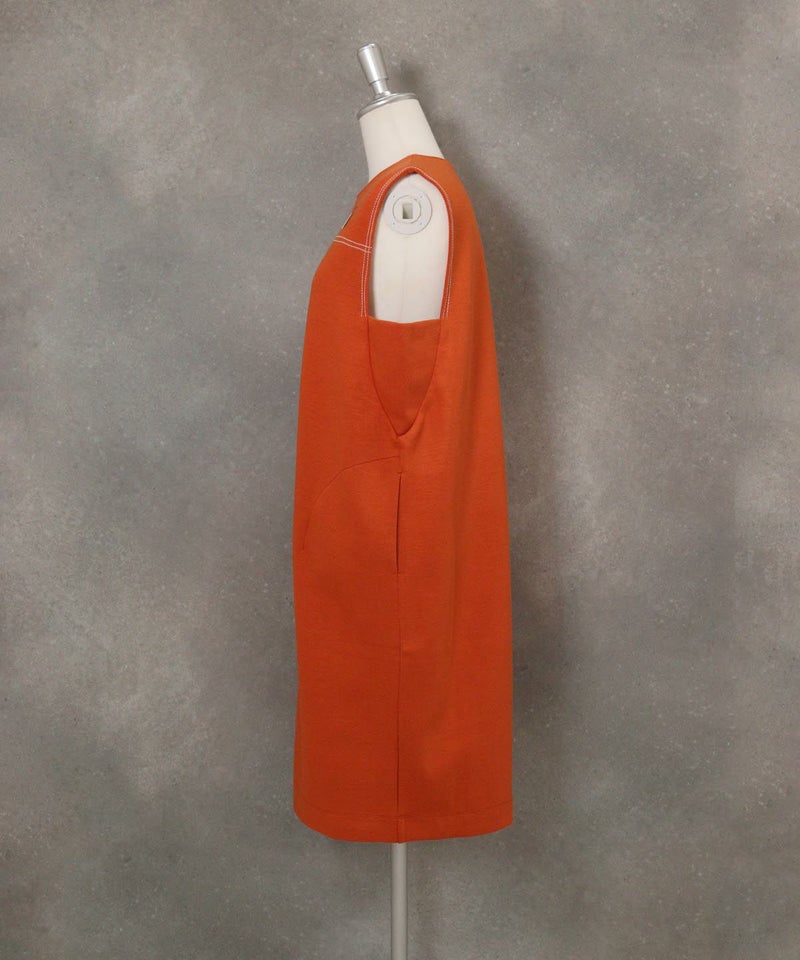発熱保温ポンチワンピース(オレンジ)横