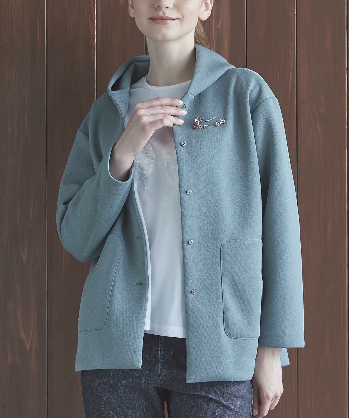 ブローチ付フードコート|スタジオピッコーネ - ゴルフウェアや婦人服通販