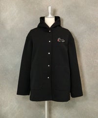 ブローチ付フードコート（ブラック）