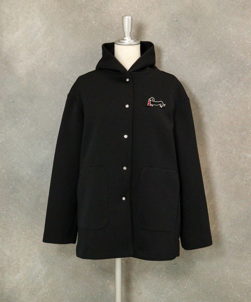 ブローチ付フードコート（ブラック）