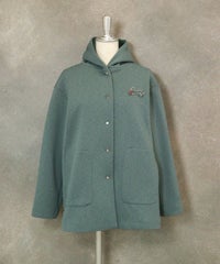 ブローチ付フードコート（グリーングレー）