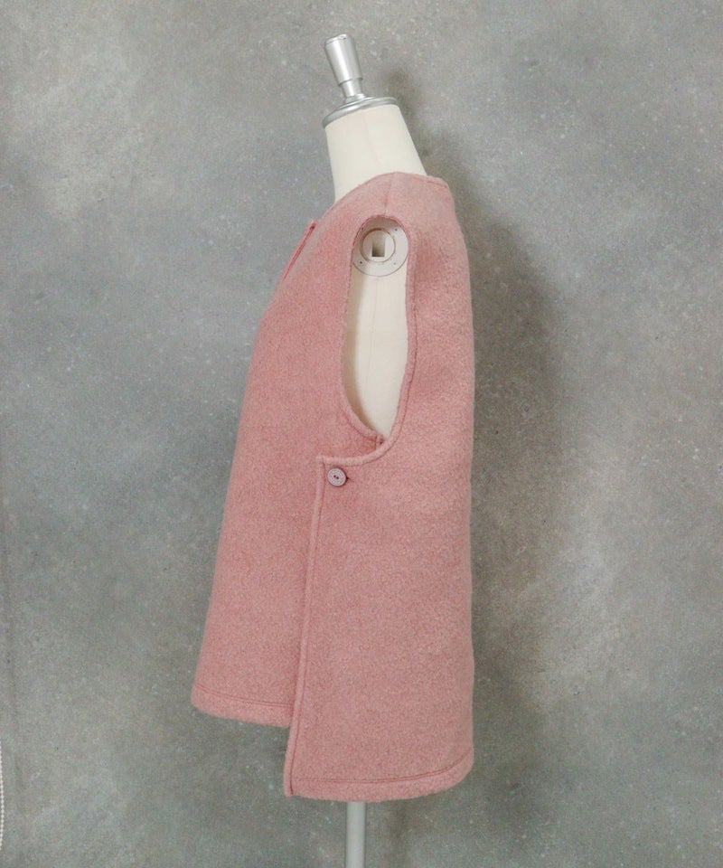  ウール混パイルベスト横（ピンク）