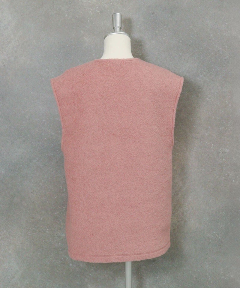  ウール混パイルベスト後（ピンク）