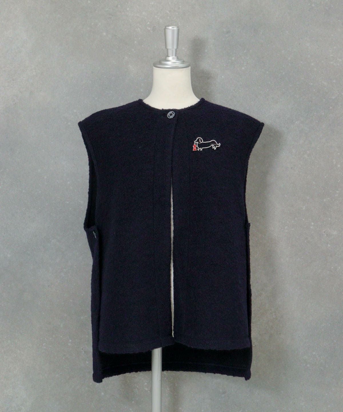  ウール混パイルベスト（ネイビー）