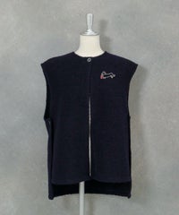  ウール混パイルベスト（ネイビー）