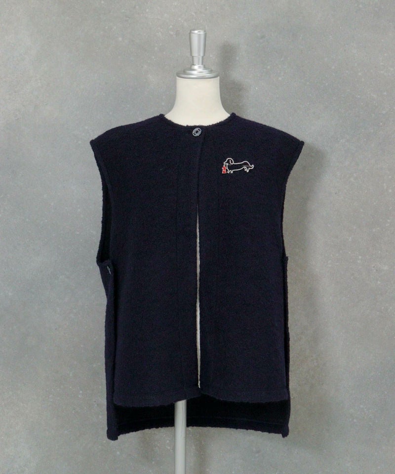  ウール混パイルベスト（ネイビー）