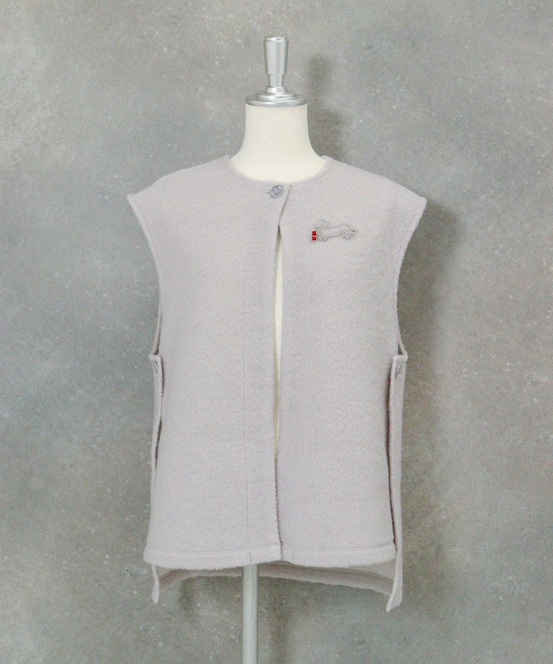  ウール混パイルベスト（ライトグレー）