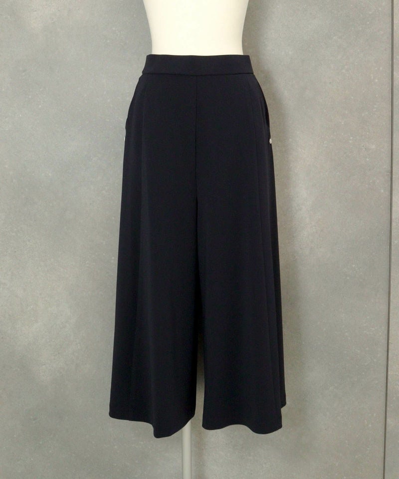 マットポンチ八分丈ワイドパンツ（ネイビー）