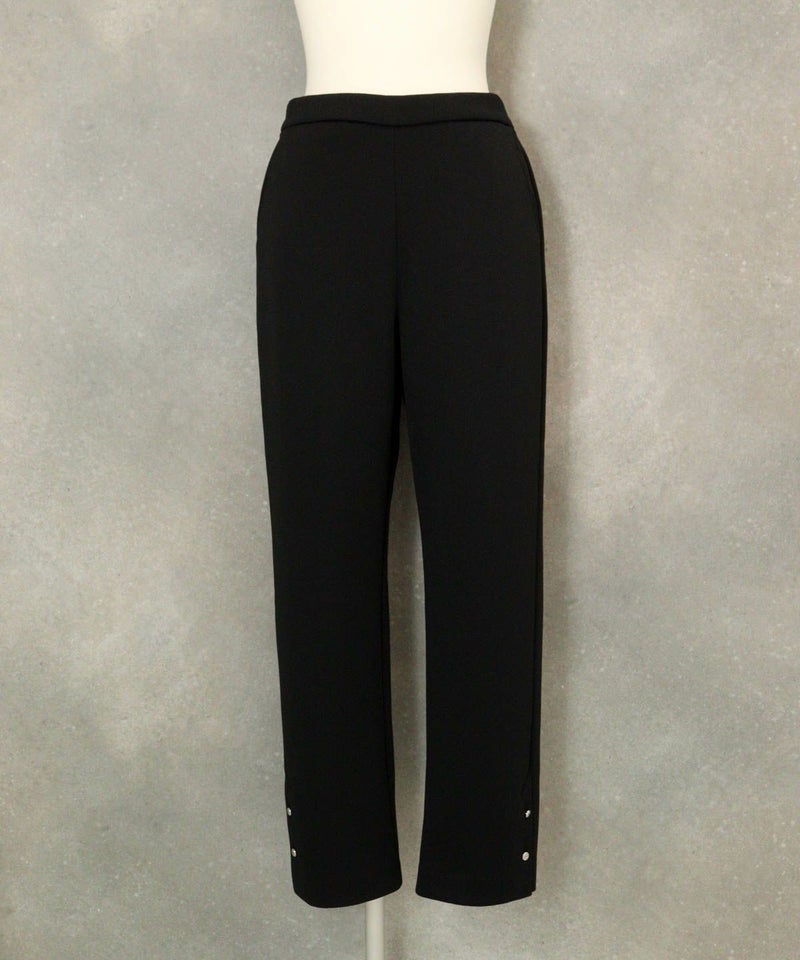 裾ボタンハニカムパンツ（ブラック）