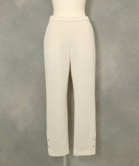 裾ボタンハニカムパンツ（ホワイト）