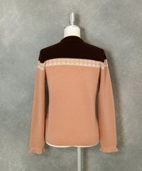 ウール100％ピコライン配色ニット（ブラウン×ベージュ）後ろ