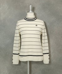 ウール100％細ボーダーニット（ホワイト）