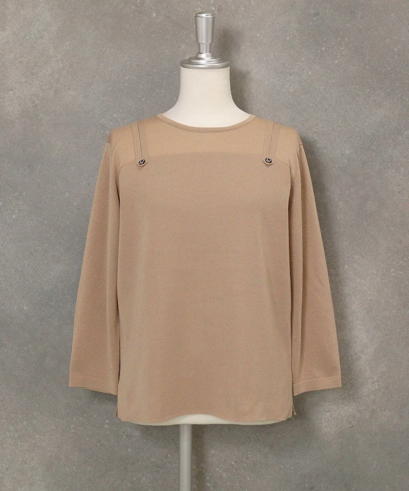 レイヤード風デザインニット(ベージュ)前