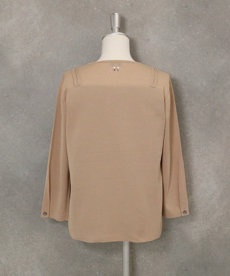 レイヤード風デザインニット(ベージュ)後ろ