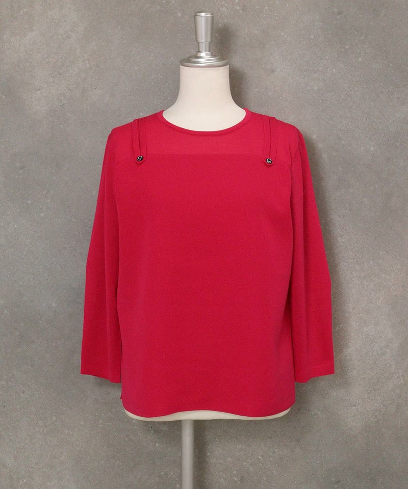 レイヤード風デザインニット(ピンク)前