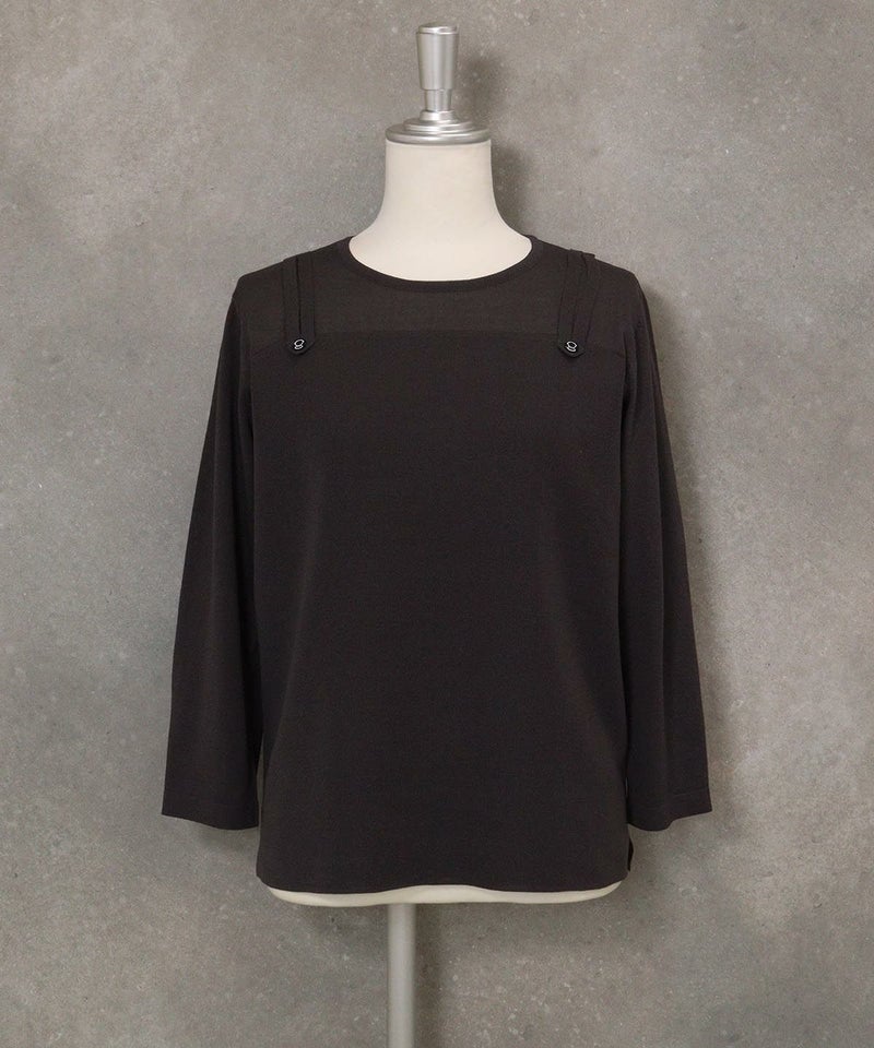 レイヤード風デザインニット(グレー)前