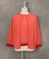 ウール100％アンサンブル風2WAYニット(オレンジ)前