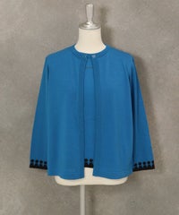 ウール100％アンサンブル風2WAYニット(ブルー)前