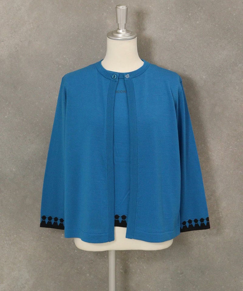 ウール100％アンサンブル風2WAYニット(ブルー)前