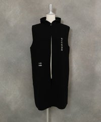 フード付ロングニットベスト(ブラック)前