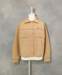 ウール混ステッチニットジャケット（ベージュ）