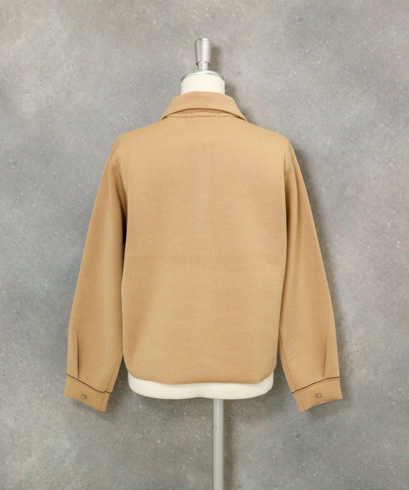 ウール混ステッチニットジャケット（ベージュ）後ろ