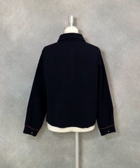 ウール混ステッチニットジャケット（ブラック）後ろ