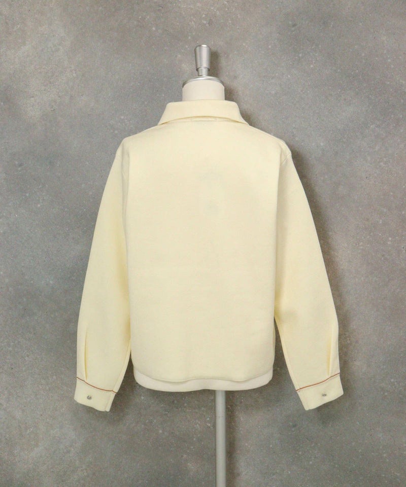 ウール混ステッチニットジャケット（ホワイト）後ろ