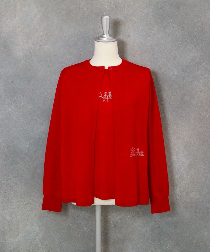 アンサンブル風2WAY刺繍ニット（レッド）