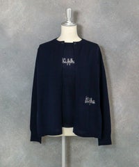 アンサンブル風2WAY刺繍ニット（ネイビー）