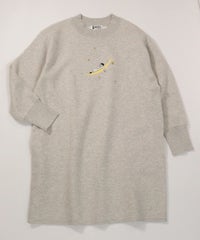 コットン混刺繍ニットチュニック（ライトグレー）