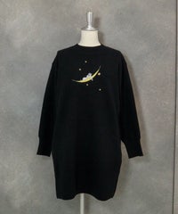コットン混刺繍ニットチュニック（ブラック）