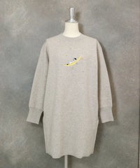 コットン混刺繍ニットチュニック（ライトグレー）