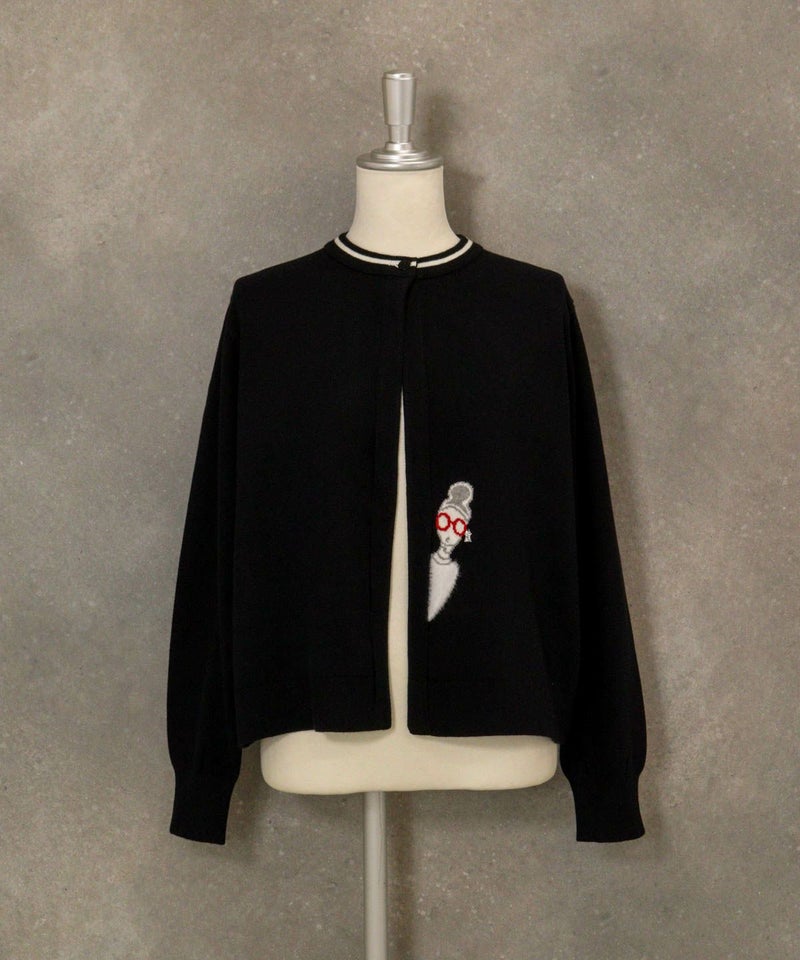 コットンウールニットカーディガン（ブラック）