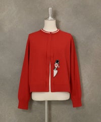 コットンウールニットカーディガン（レッド）