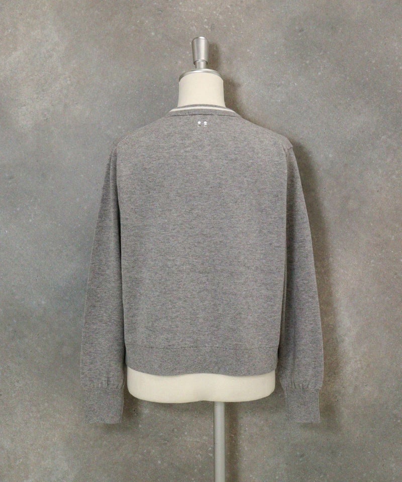 コットンウールニットカーディガン後ろ（グレー）