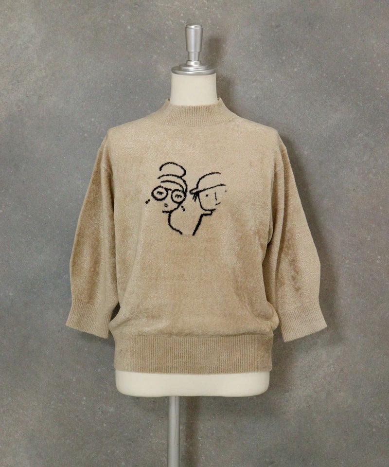 七分袖モールニット（ベージュ）