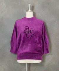 七分袖モールニット（パープル）