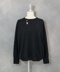 シルク100％ポイント刺繍ニット（ブラック）